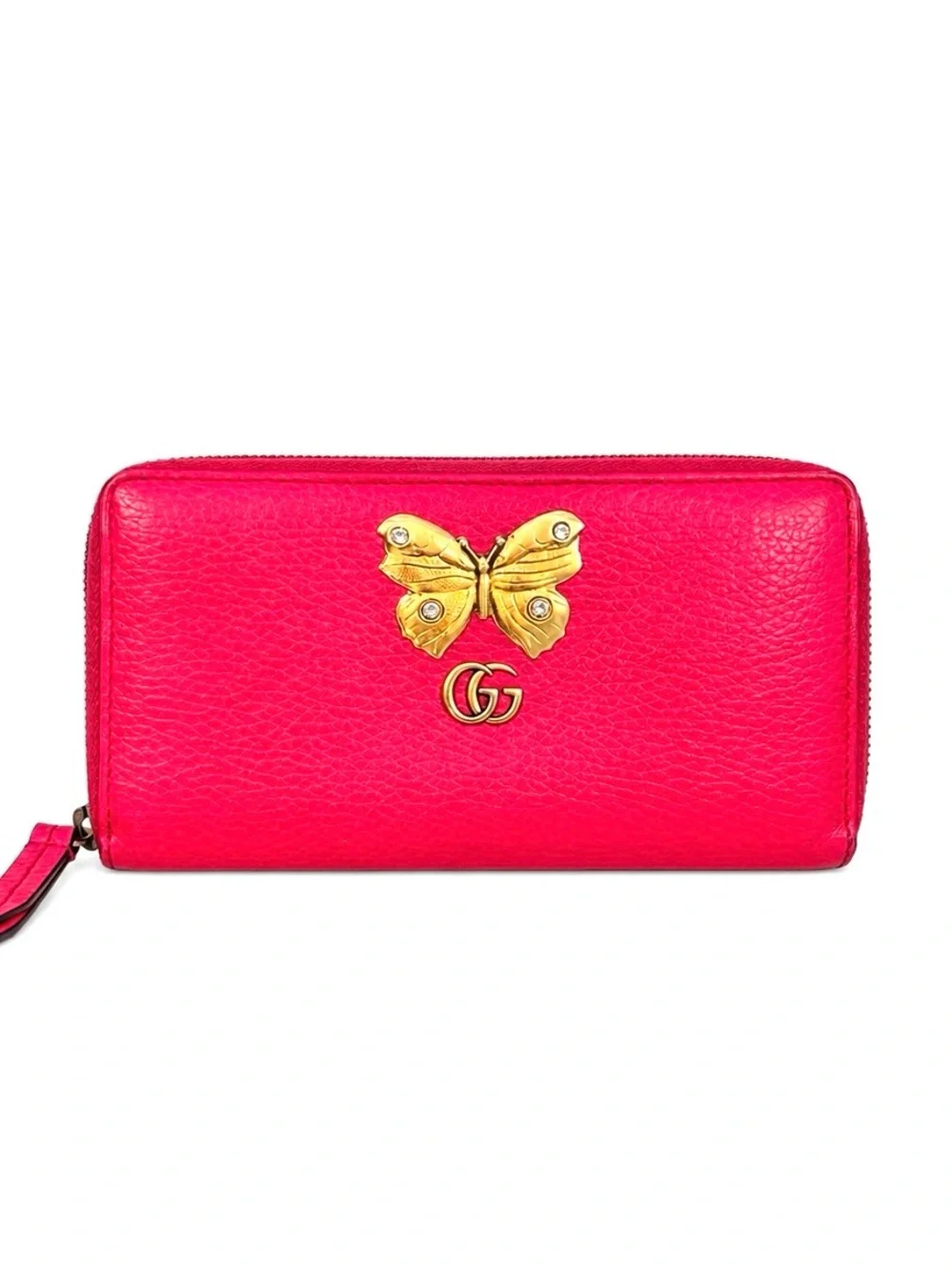 GUCCI Pink Marmont GG Limited Edition Butterfly Leather Zip Around Wallet - Picture 1 of 16